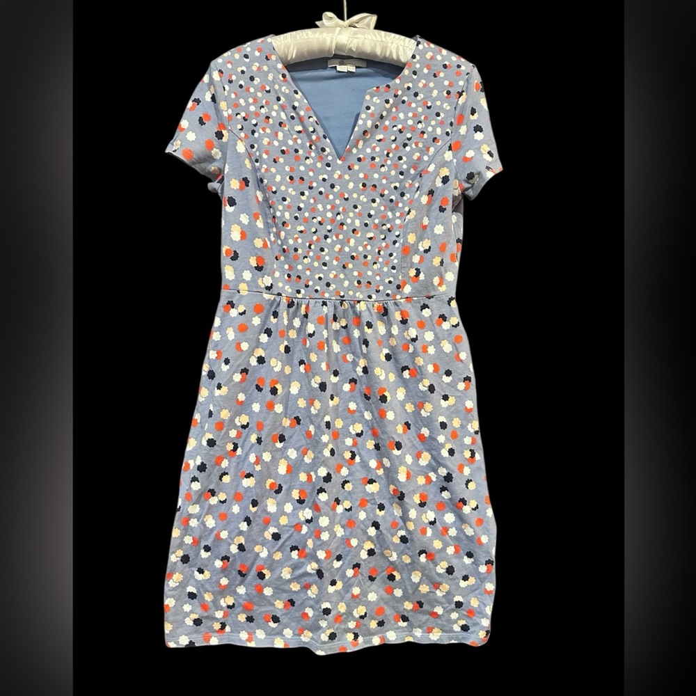 BODEN โค๏ธ Emory Knit Jersey Dress in Fallen Blossom Blue Print Size 12 Cotton,EUC - Picture 6 of 8